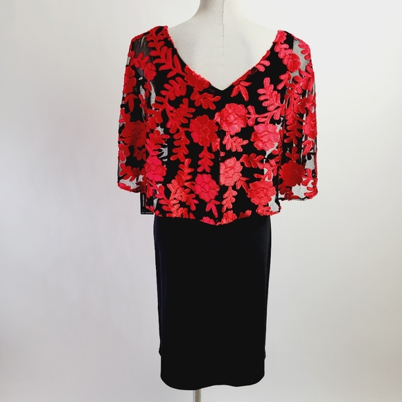 NWT! JM JOHN MEYER RED/BLACK LACE OVERLAY DRESS - Picture 14 of 16